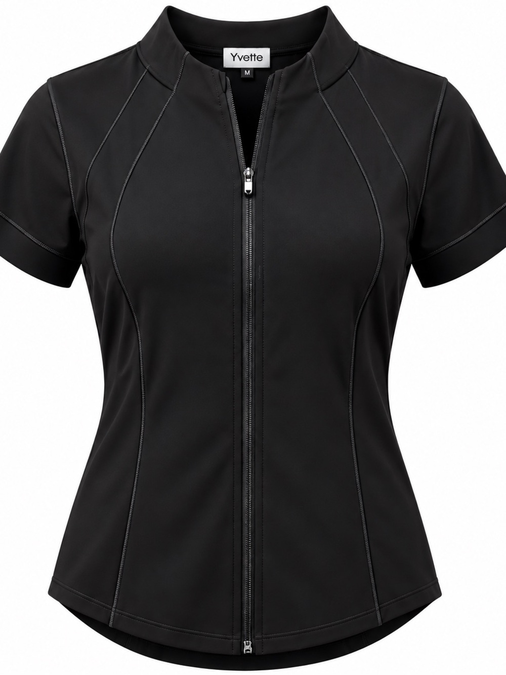 Yvette Ladies Sport T-Shirt, Cool-Touch Women’s Full-Zip Athletic T-Shirt, XL
